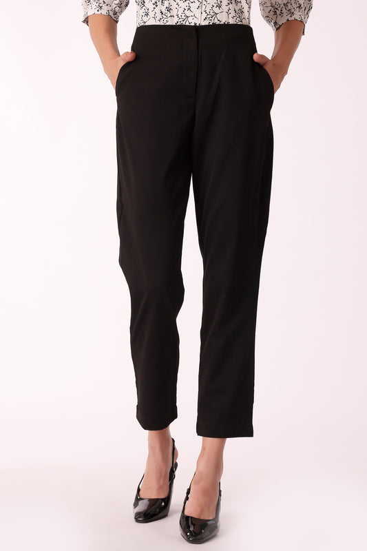 western regular fit casual solid pants - Black