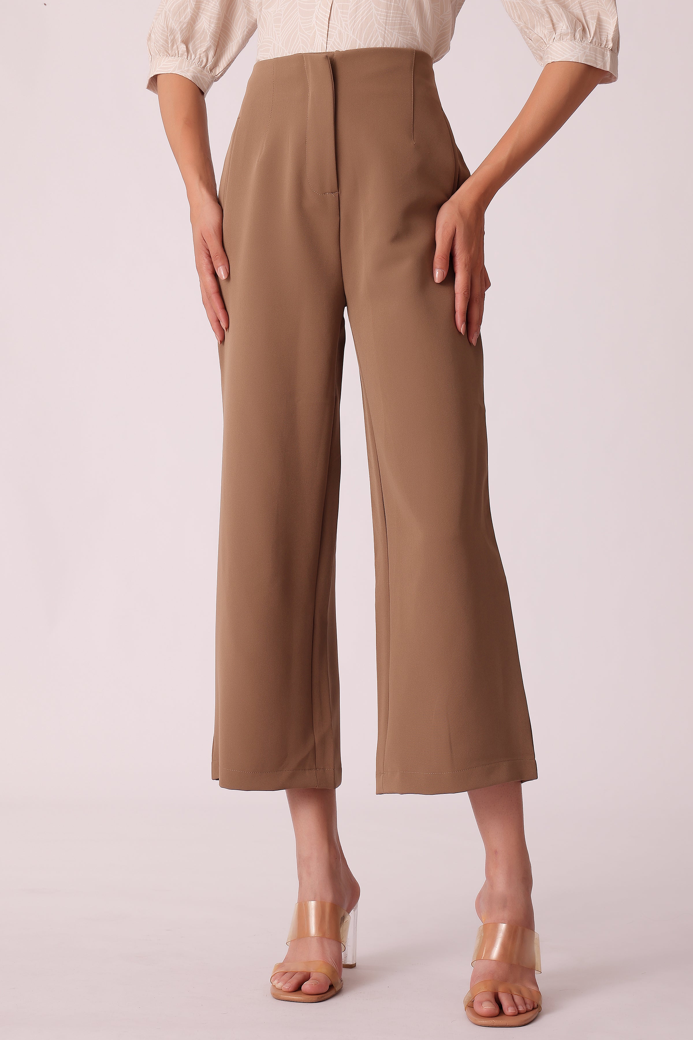 western regular fit casual solid pants - Brown