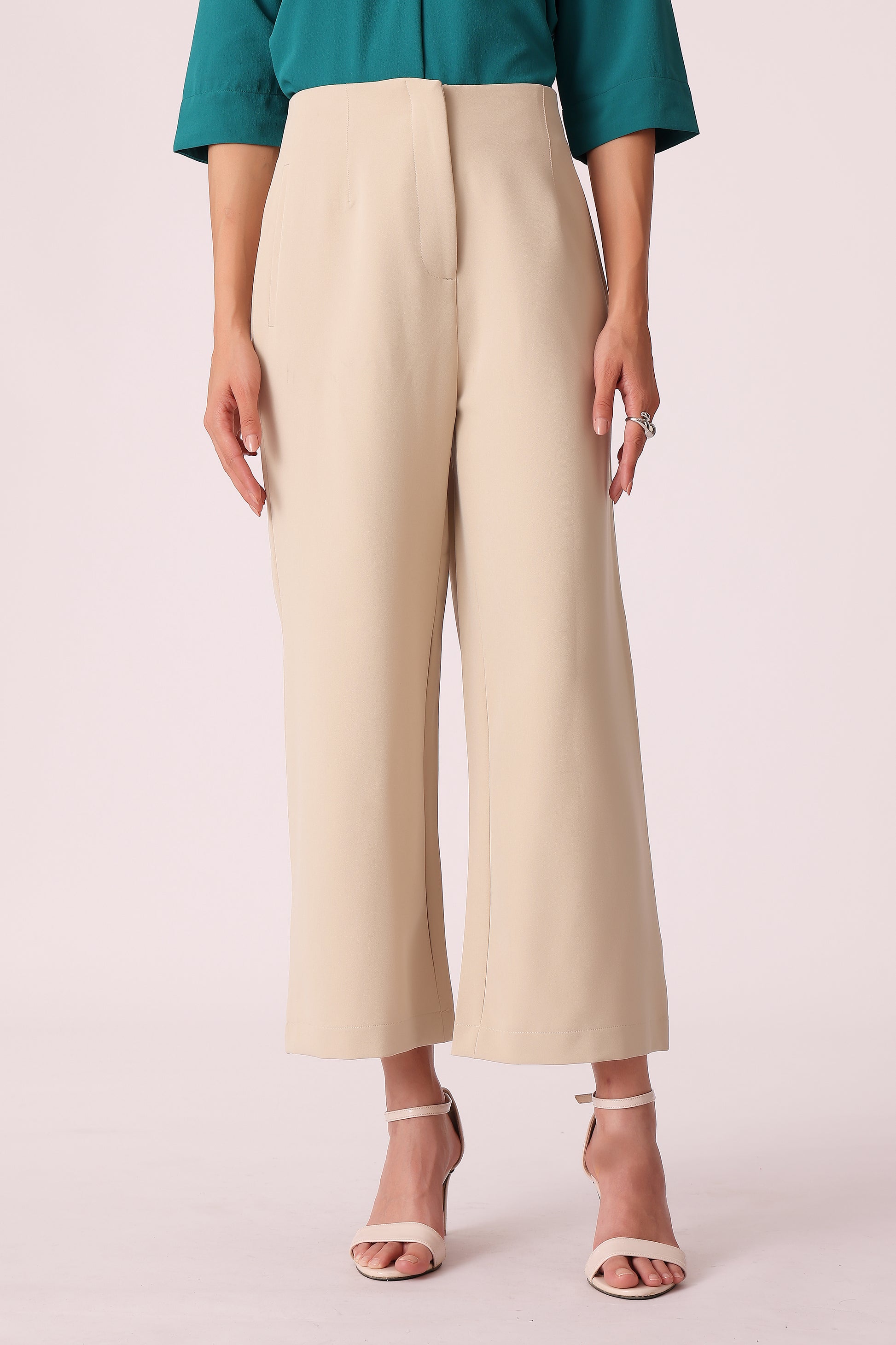 western regular fit casual solid pants - Cream