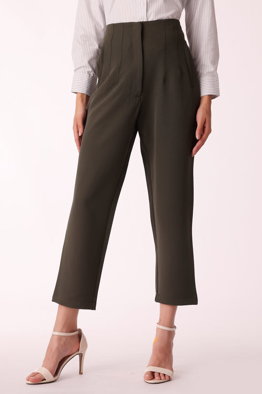 western regular fit casual solid pants - Olive