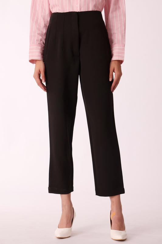 western regular fit casual solid pants - Black