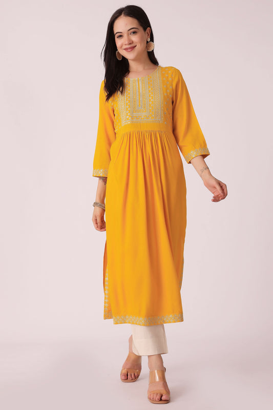 ETHNIC A LINE EMBROIDERY KURTA