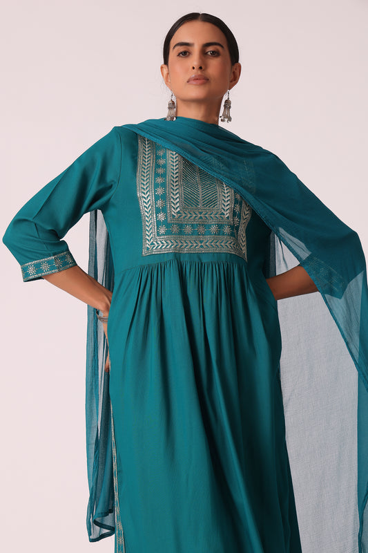 ETHNIC A LINE EMBROIDERY SKD - Aqua
