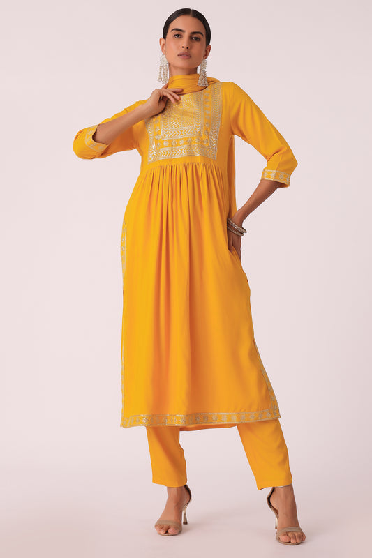 ETHNIC A LINE EMBROIDERY SKD - Yellow