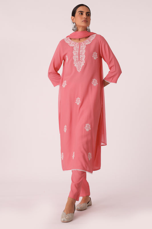 ETHNIC REGULAR FIT EMBROIDERY SKD - Pink