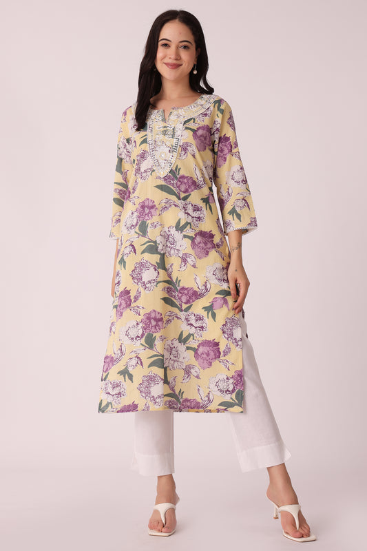 ETHNIC REGULAR FIT EMBROIDERY KURTA