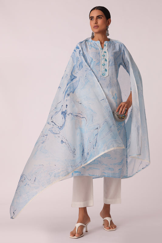 ETHNIC STRAIGHT FIT EMBROIDERY SKD - Blue