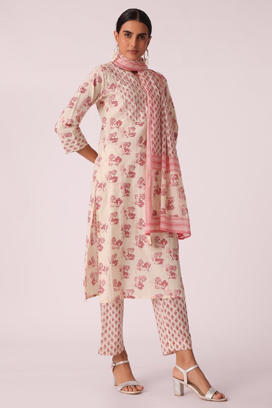 ETHNIC STRAIGHT FIT EMBROIDERY SKD - Off White