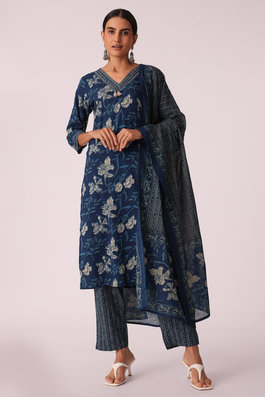 ETHNIC STRAIGHT FIT EMBROIDERY SKD - Indigo