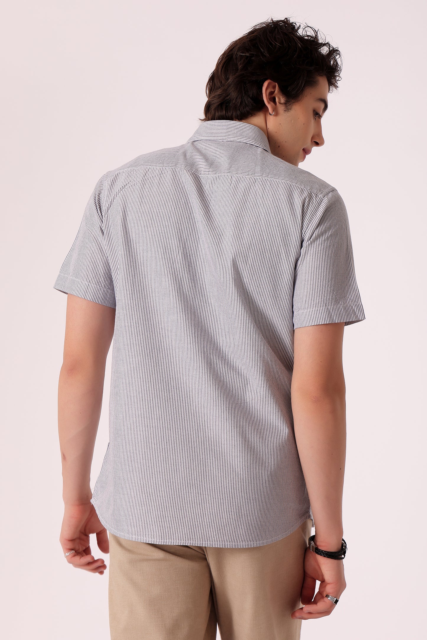 Men's Oxford Stripe Shirts Half sleeve - extra image 4
