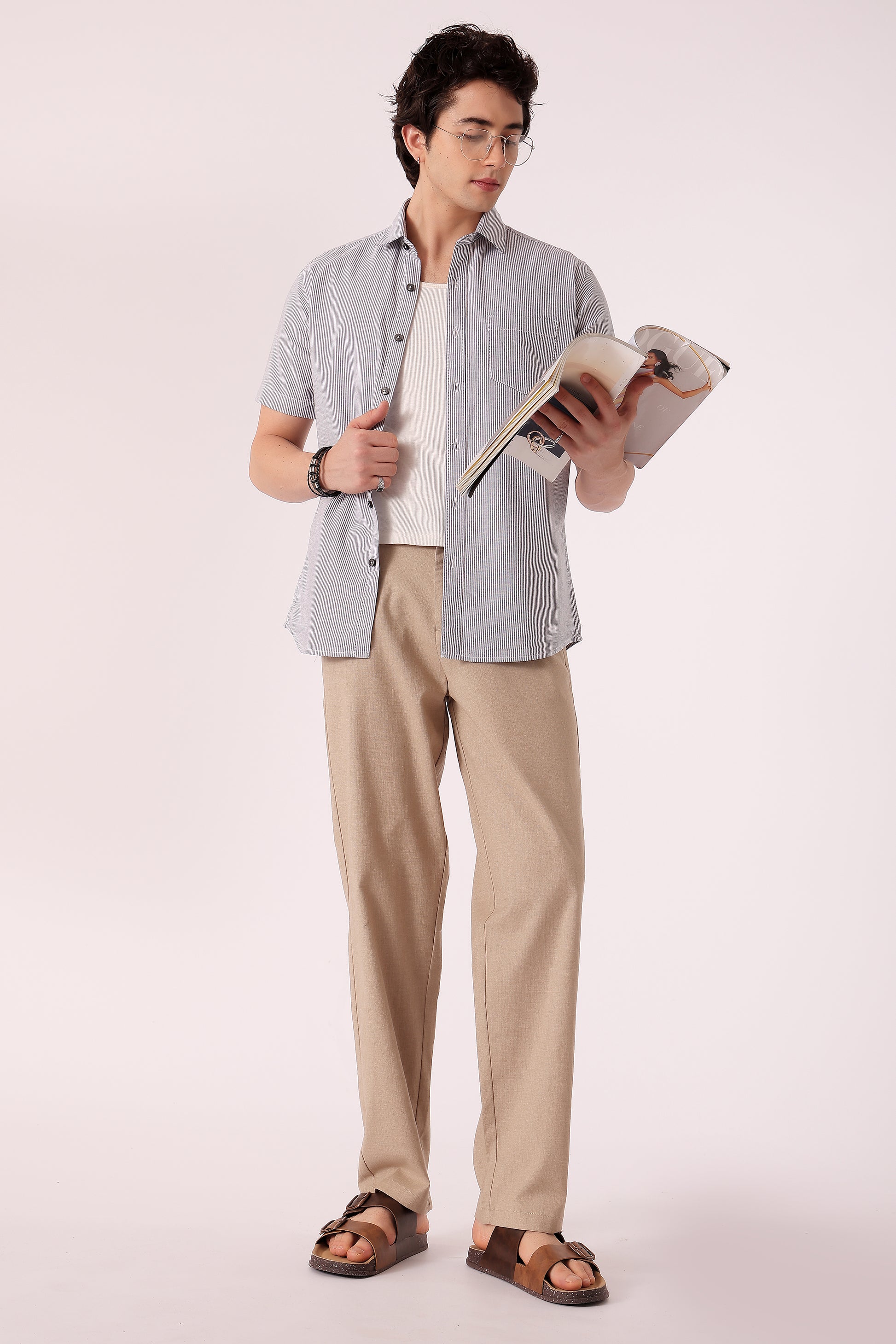 Men's Oxford Stripe Shirts Half sleeve - extra image 2