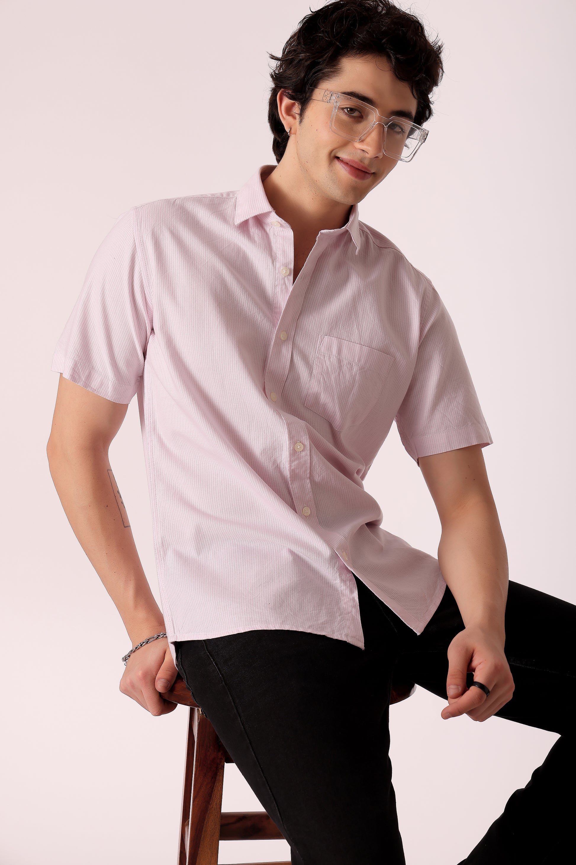 Men's Oxford Stripe Shirts Half sleeve - extra image 2