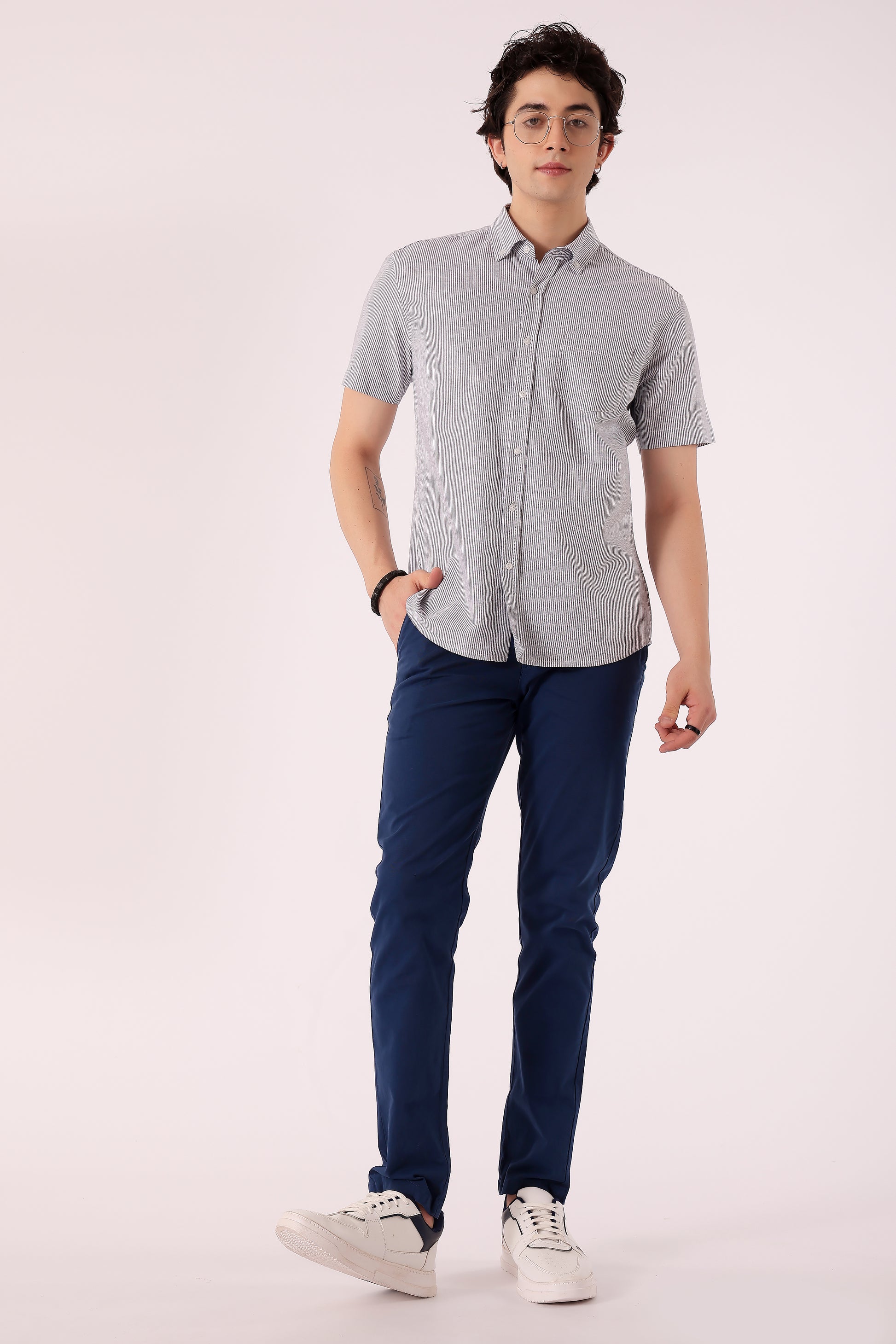 Men's Oxford Stripe Shirts Half sleeve - extra image 6