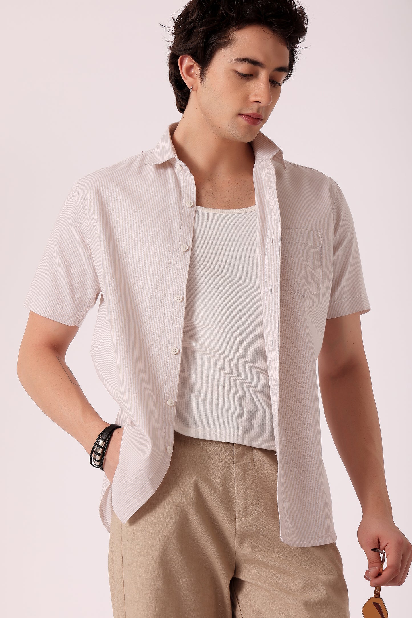 Men's Oxford Stripe Shirts Half sleeve - extra image 5