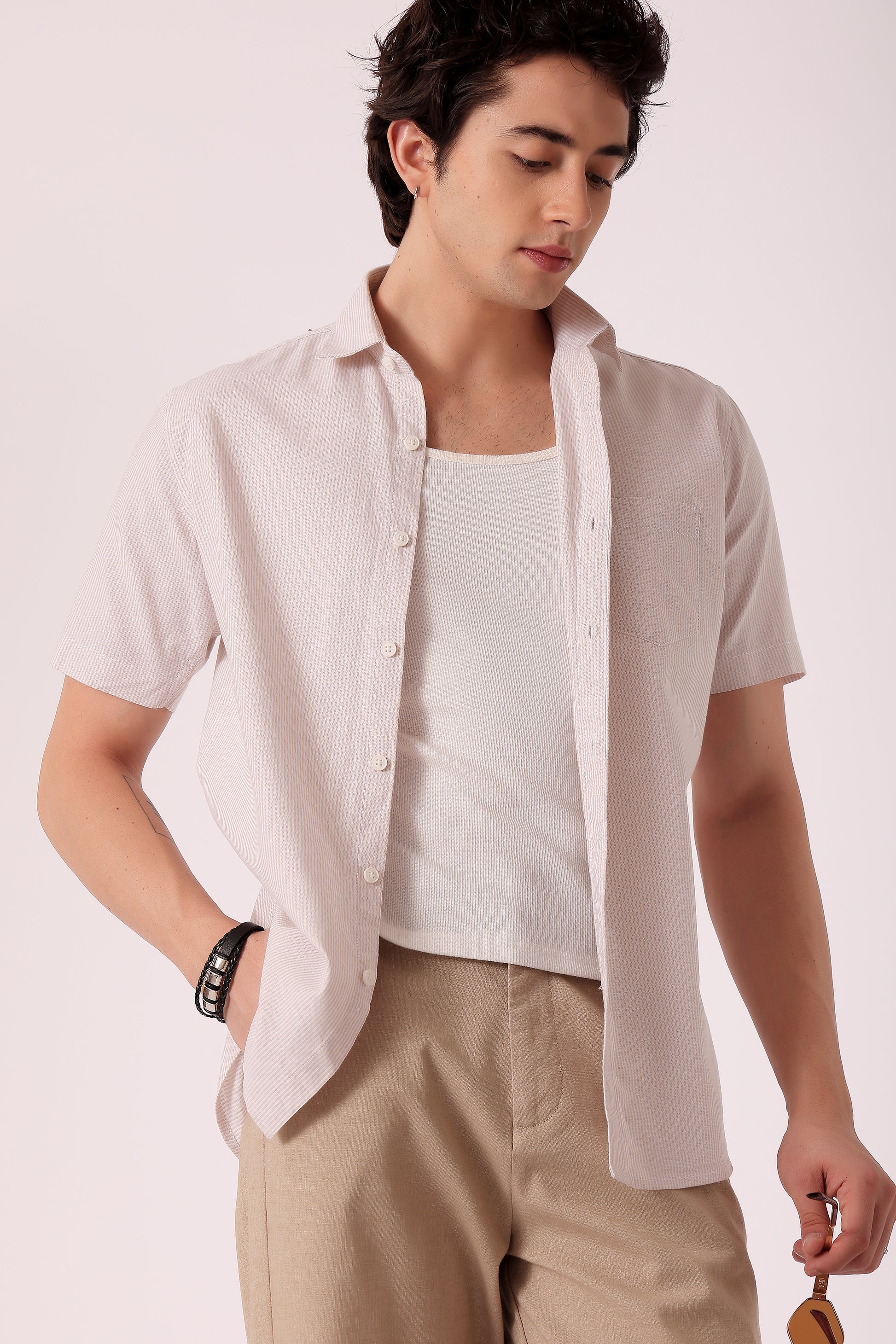 Men's Oxford Stripe Shirts Half sleeve - extra image 5