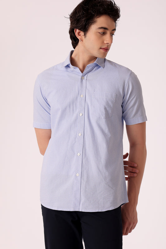 Men's Oxford Ghingham Checks Shirts Half sleeve - Purple