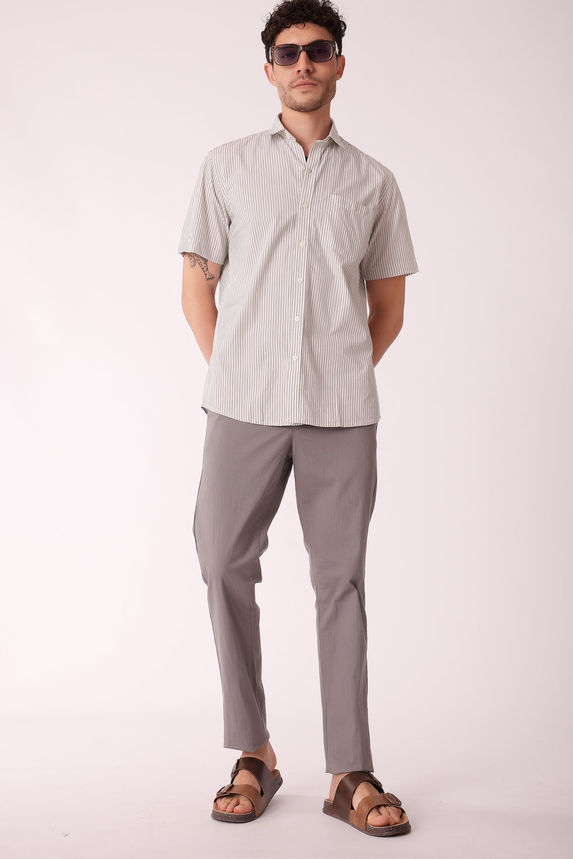 Men's Peach Poplin Shirts Half Sleeves - extra image 4