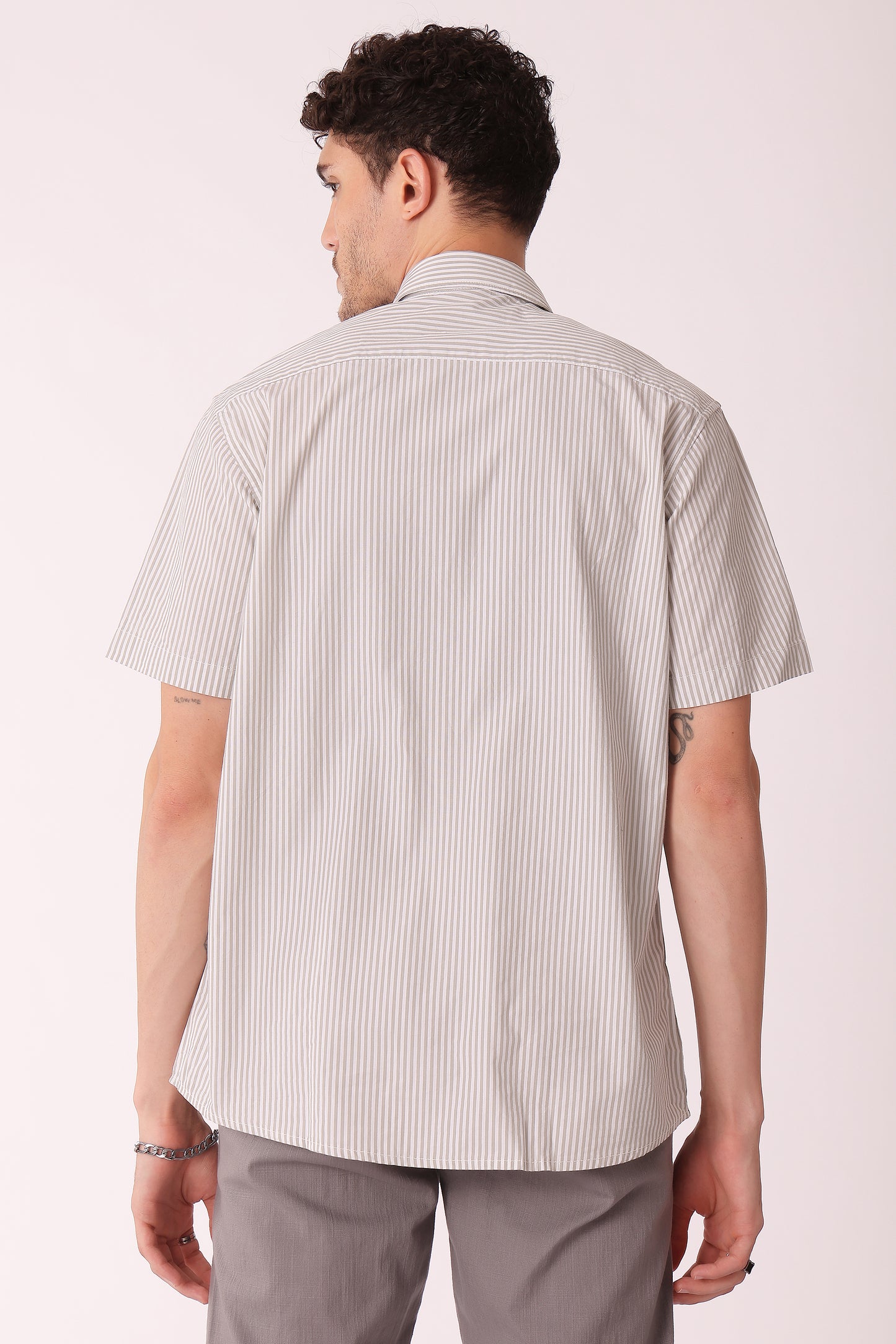 Men's Peach Poplin Shirts Half Sleeves - extra image 3