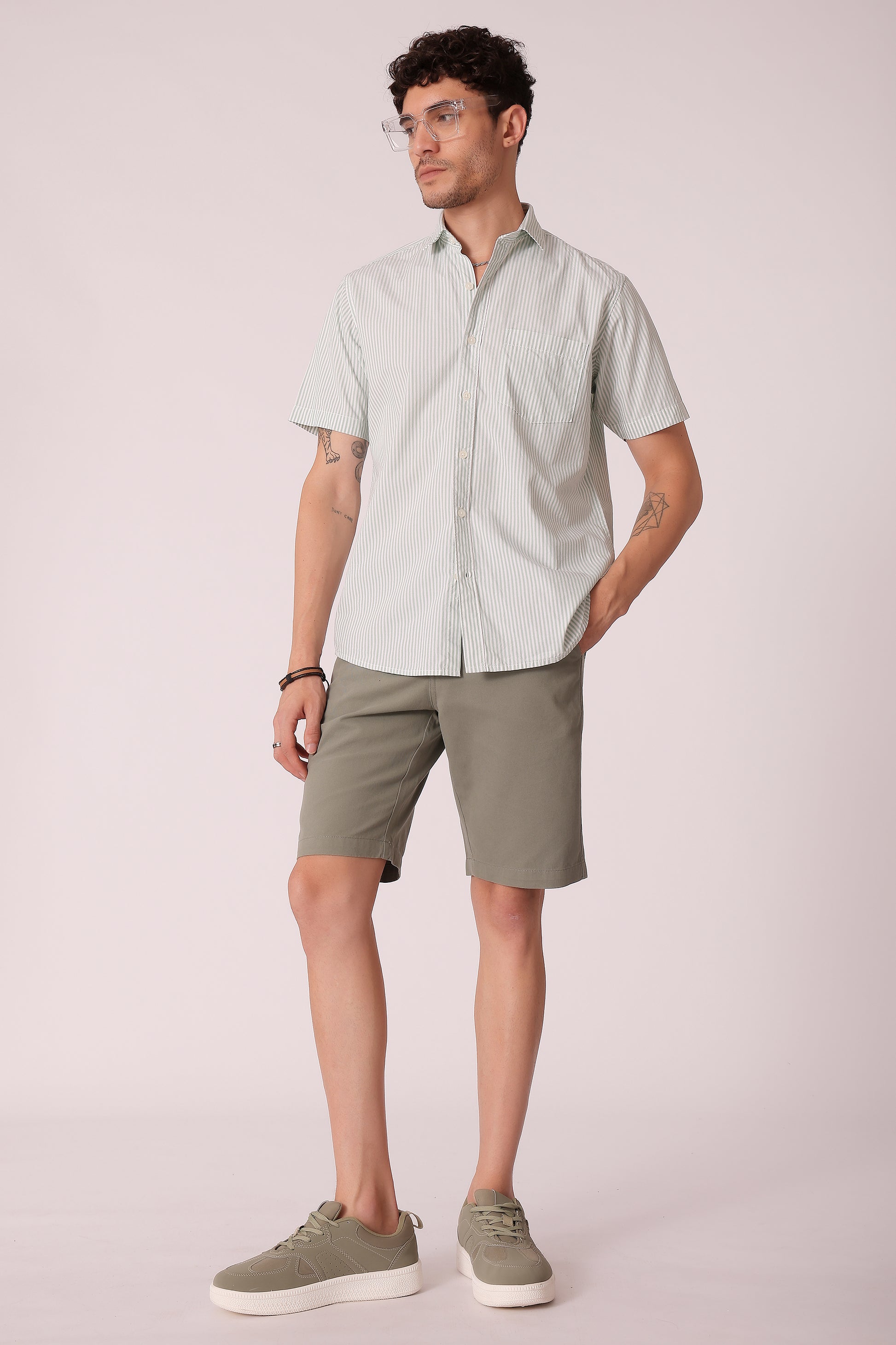 Men's Peach Poplin Shirts Half Sleeves - extra image 5