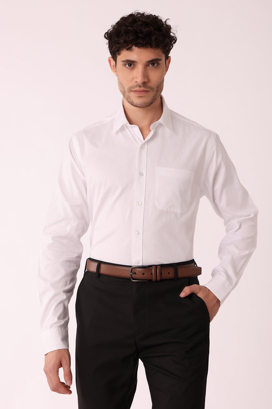 Men's Superwhite dobby's Shirt Full sleeves - White