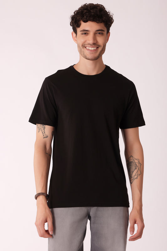 Men's solid Cotton Modal Tshirt - Black