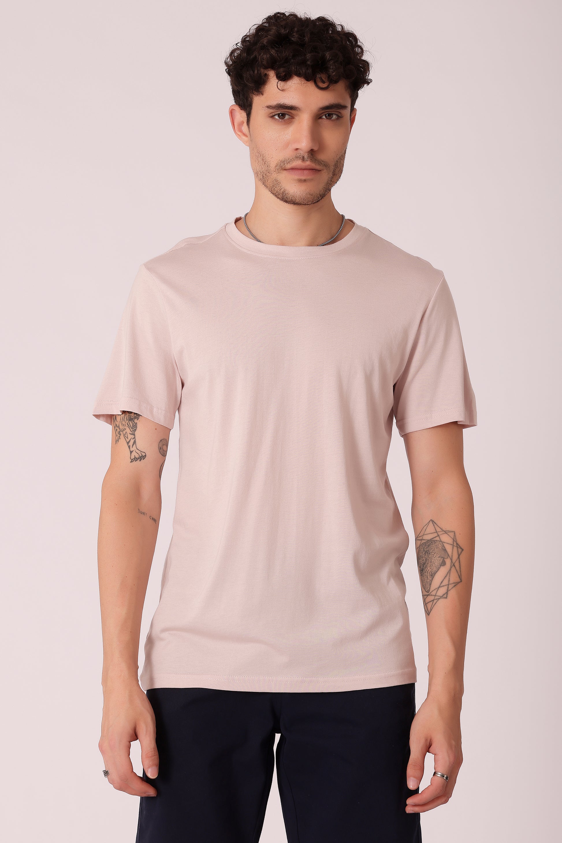 Men's solid Cotton Modal Tshirt - Soft Pink