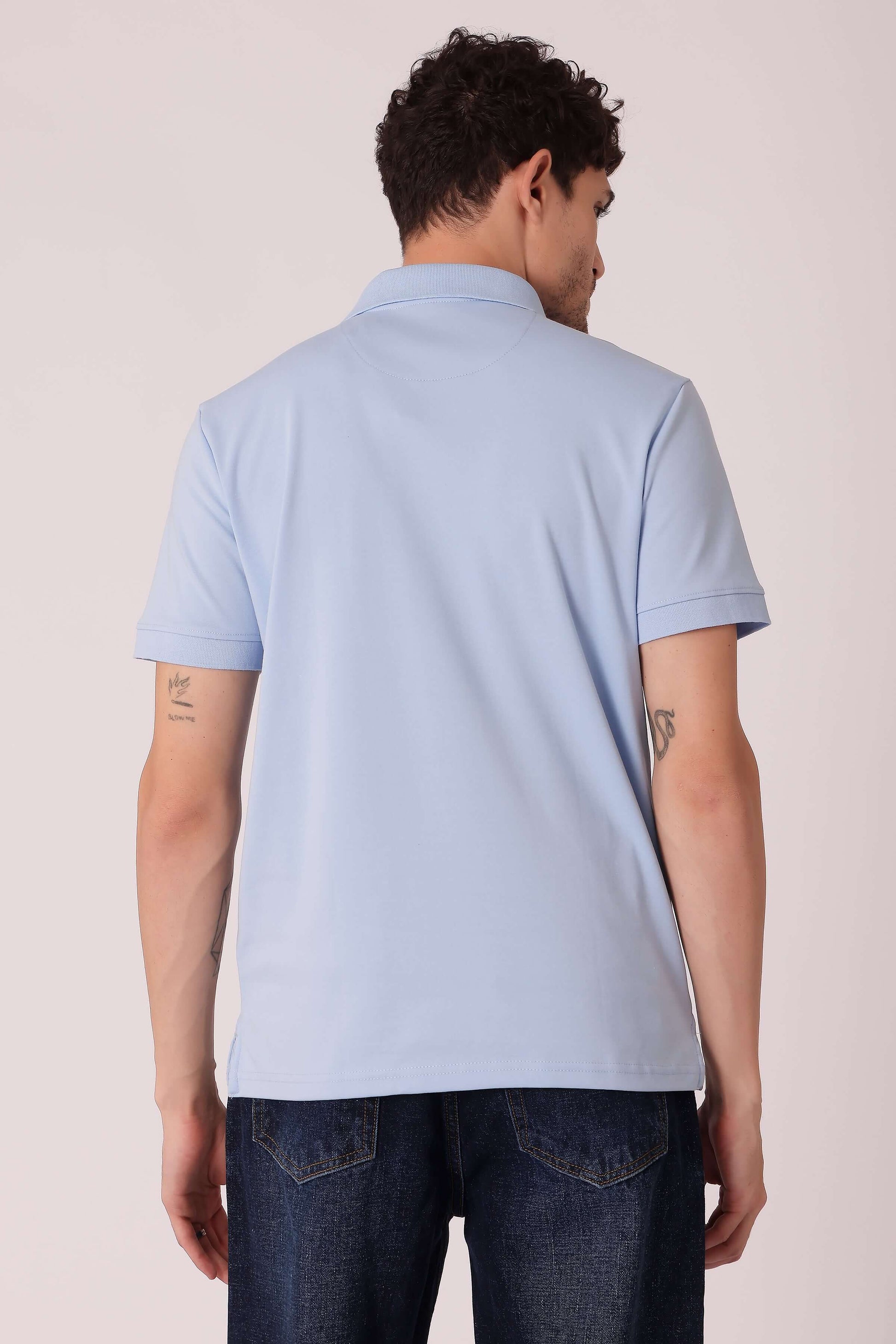 Men's Snap Button Collar Interlock Polo Tshirt - extra image 2