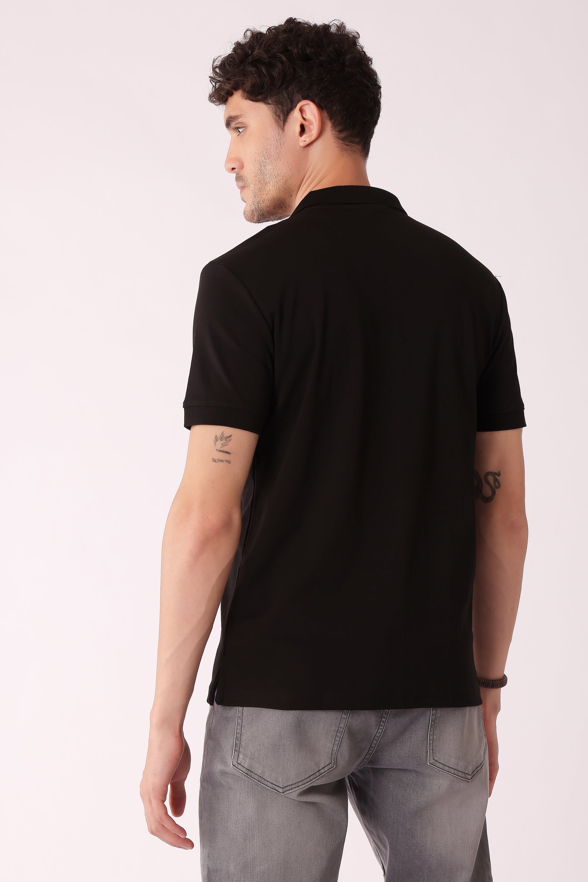 Men's Snap Button Collar Interlock Polo Tshirt - extra image 3