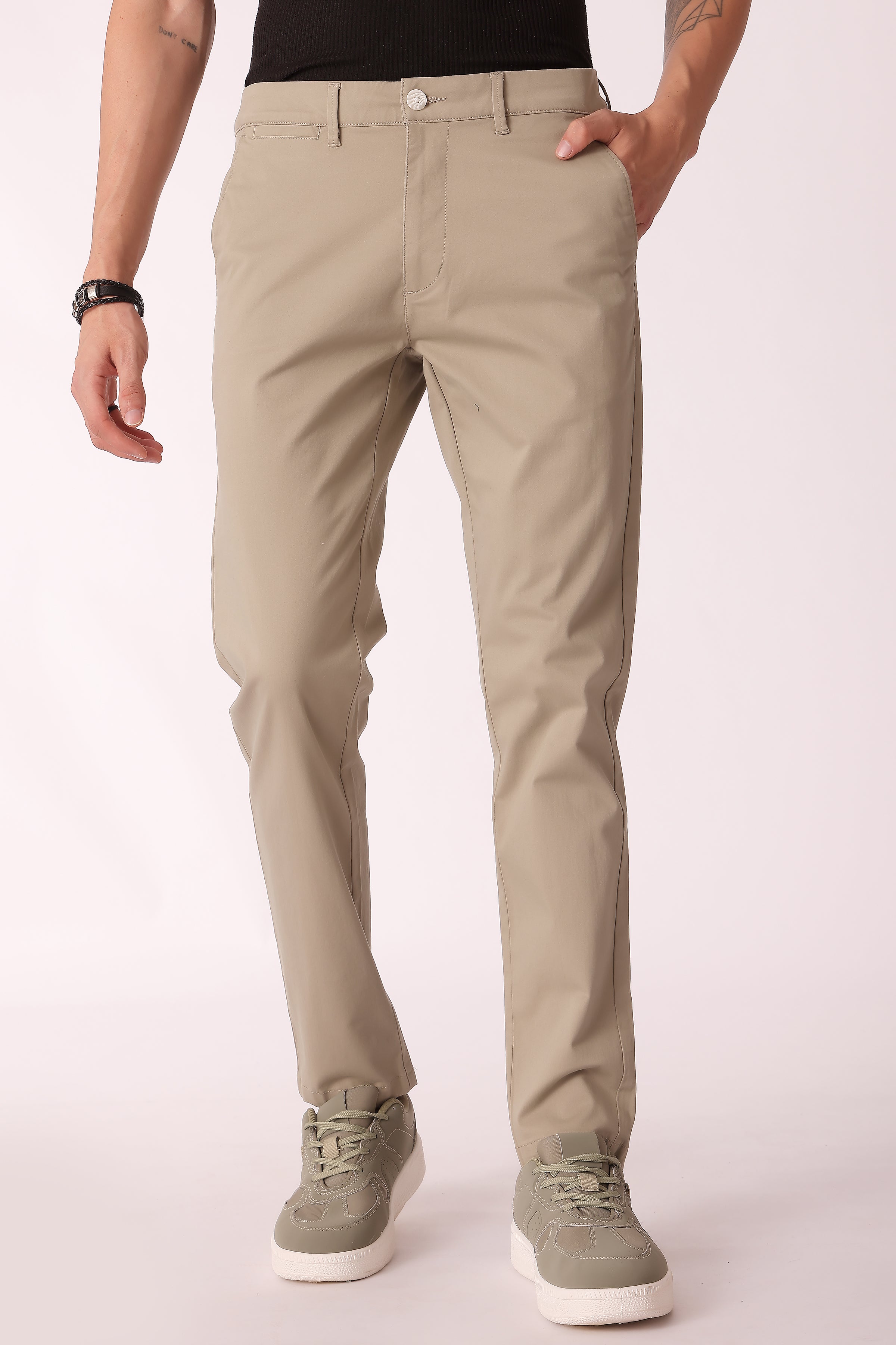 Men's Cotton stretch Slim Fit Chinos - Cement