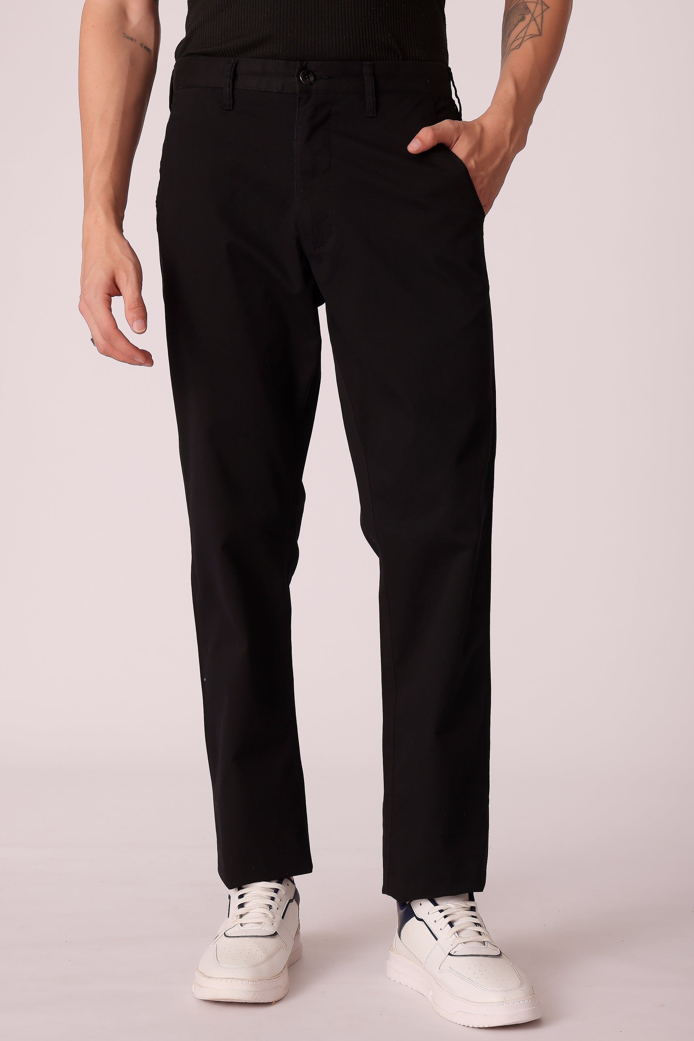Men's Cotton stretch Slim Fit Chinos - Black