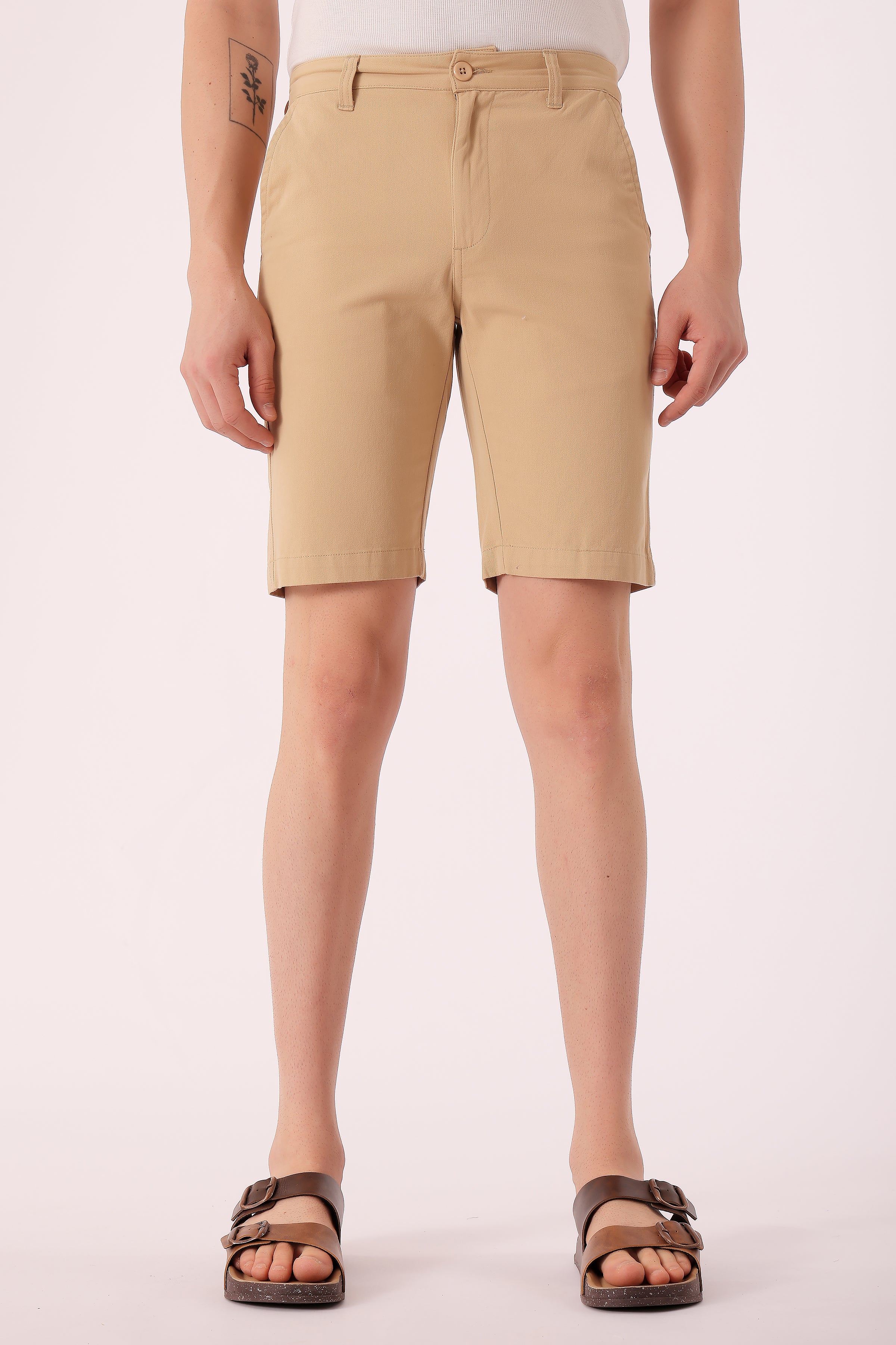 Men's Cotton stretch Shorts - Beige