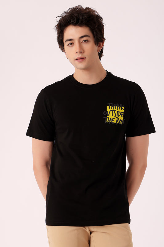 Men's Regualr fit Cotton Graphic Tshirts - Black