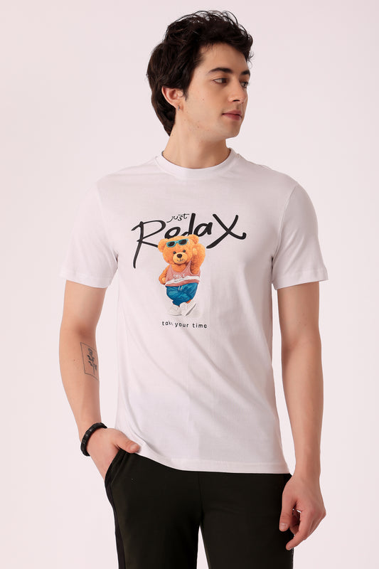 Men's Regualr fit Cotton Graphic Tshirts - White