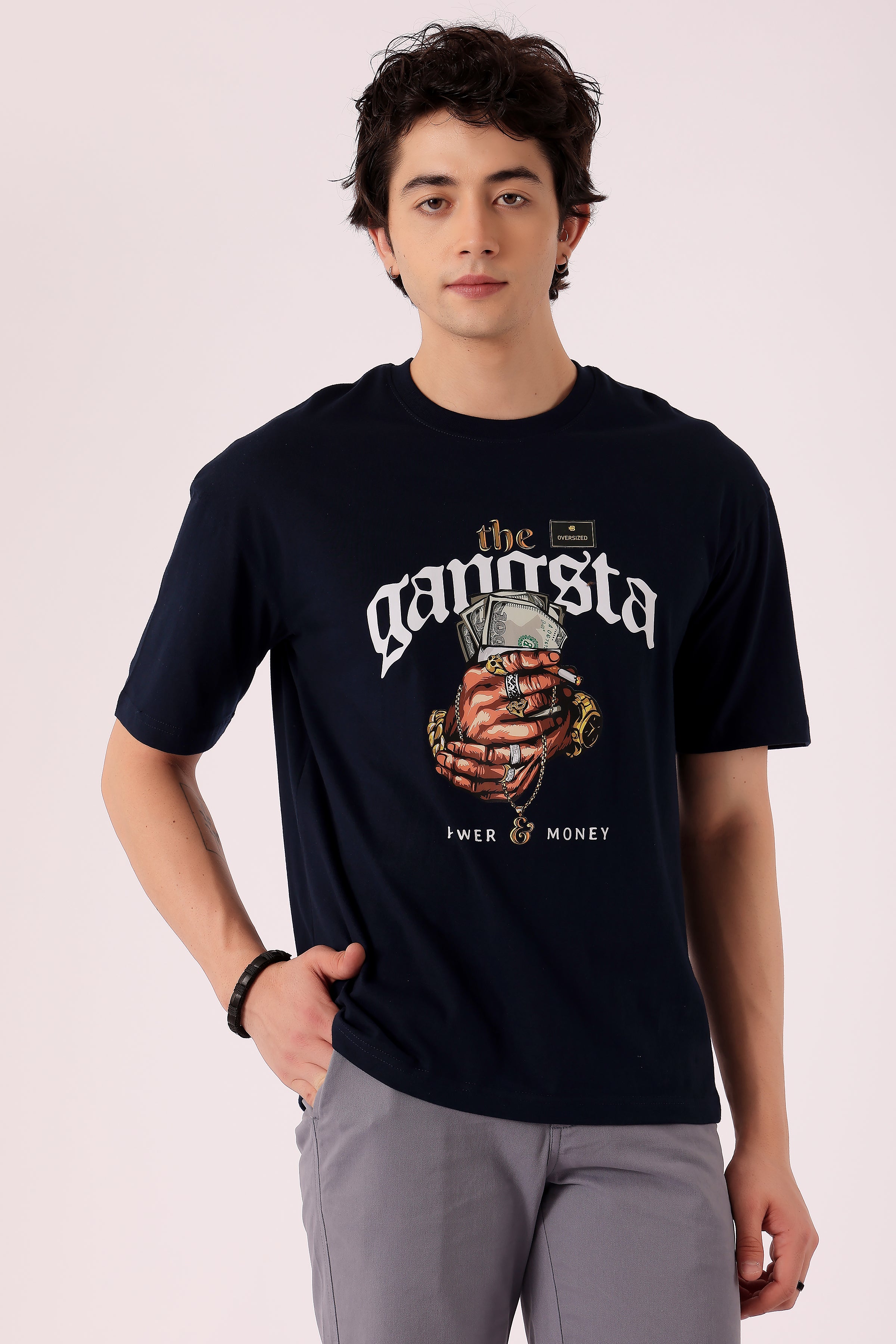 Men's Oversized Cotton Graphic Tshirts - Navy