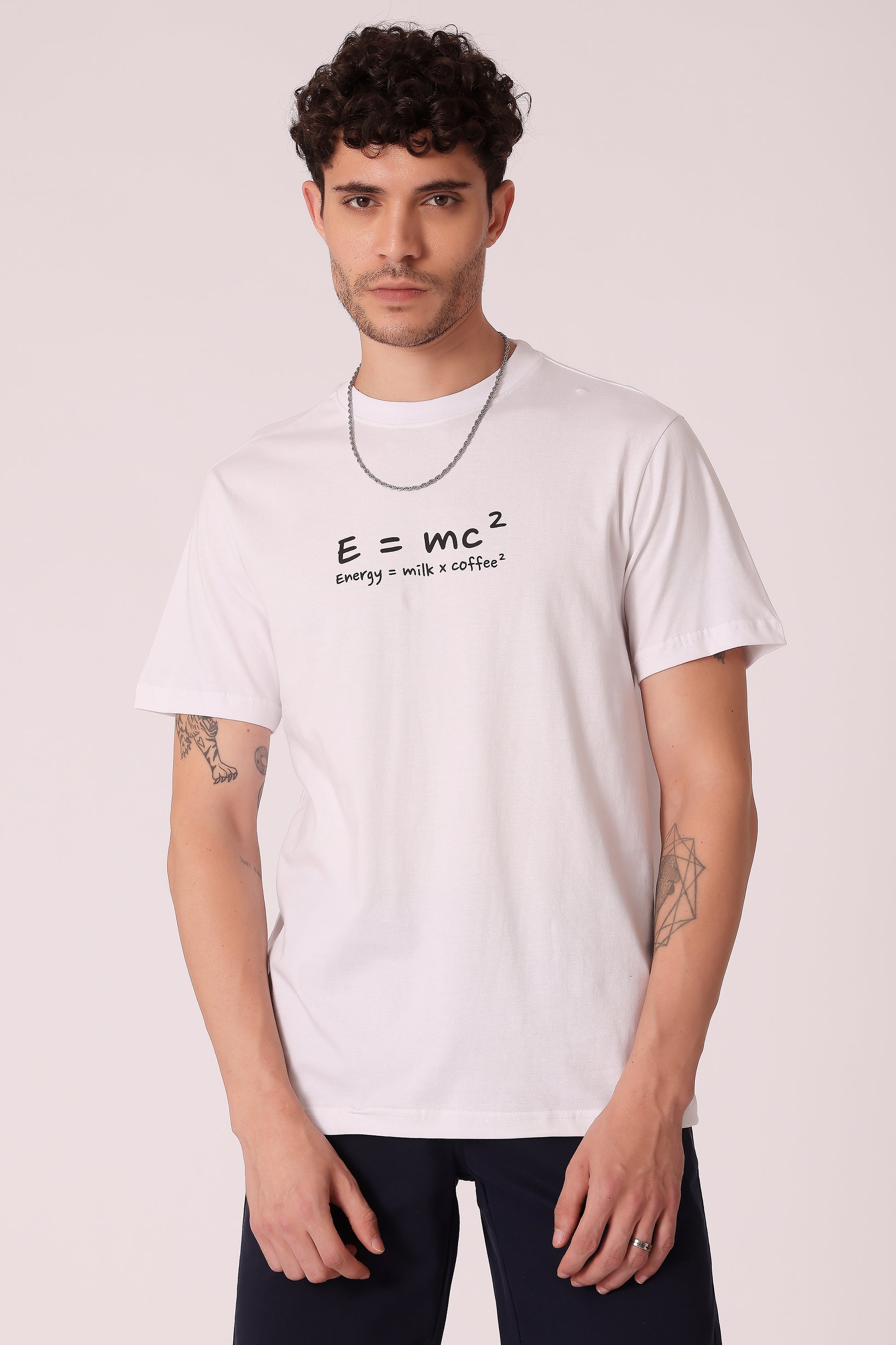Men's Regualr fit Cotton Graphic Tshirts - White