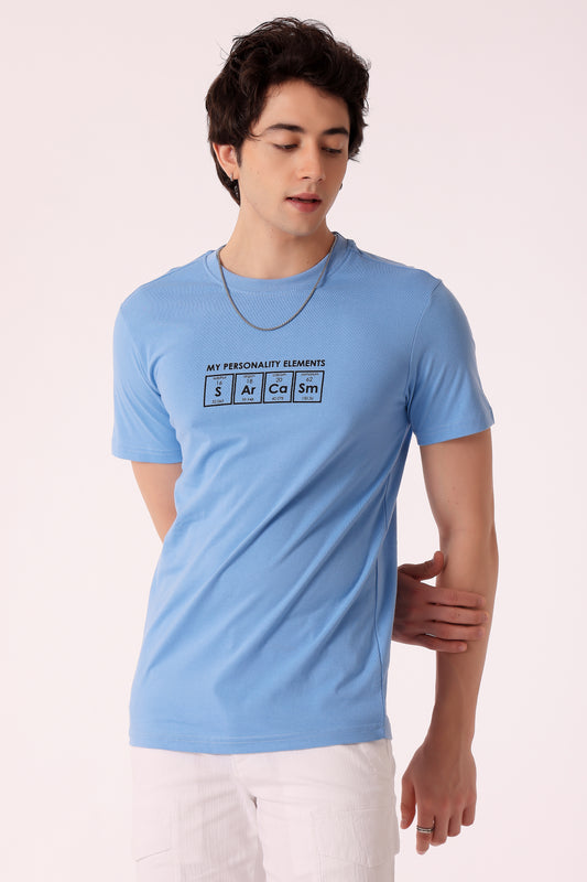 Men's Regualr fit Cotton Graphic Tshirts - Sky Blue