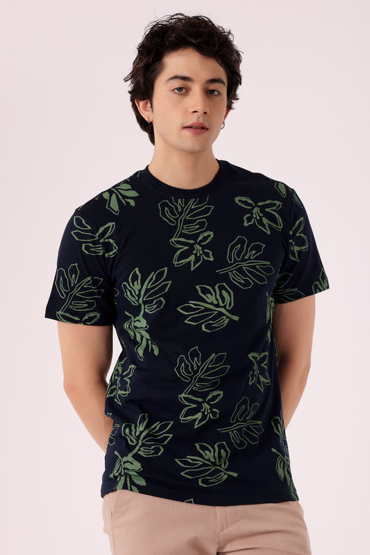 Men's Oversized Cotton Graphic Tshirts - Navy