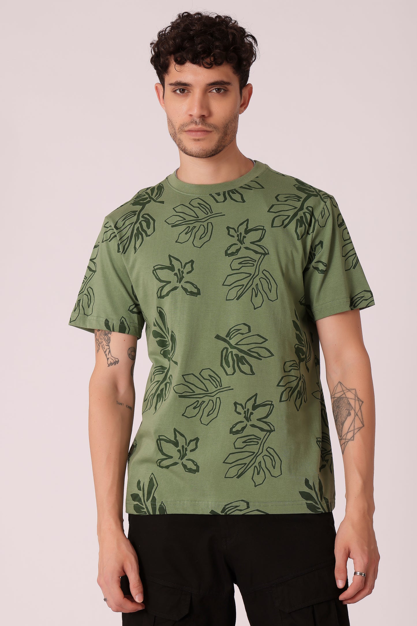 Men's Oversized Cotton Graphic Tshirts - Sage Green