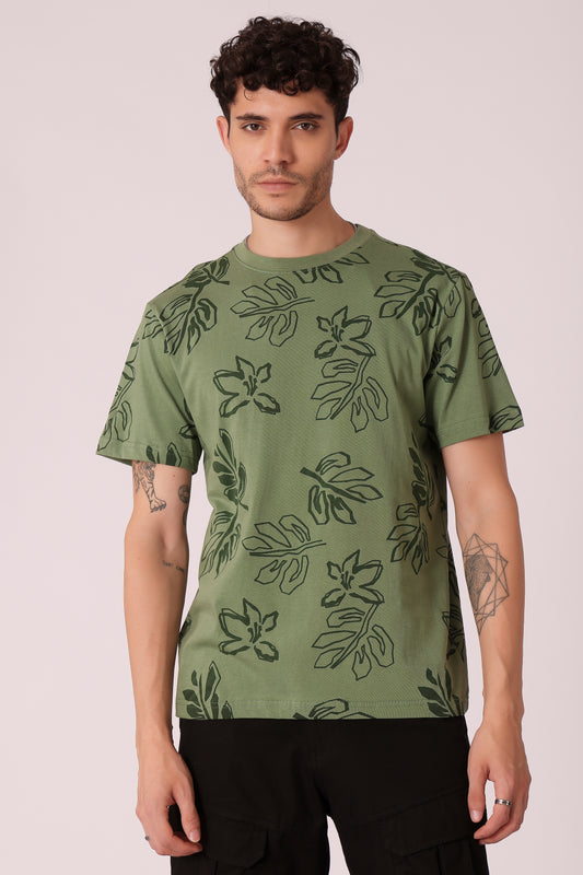 Men's Oversized Cotton Graphic Tshirts - Sage Green