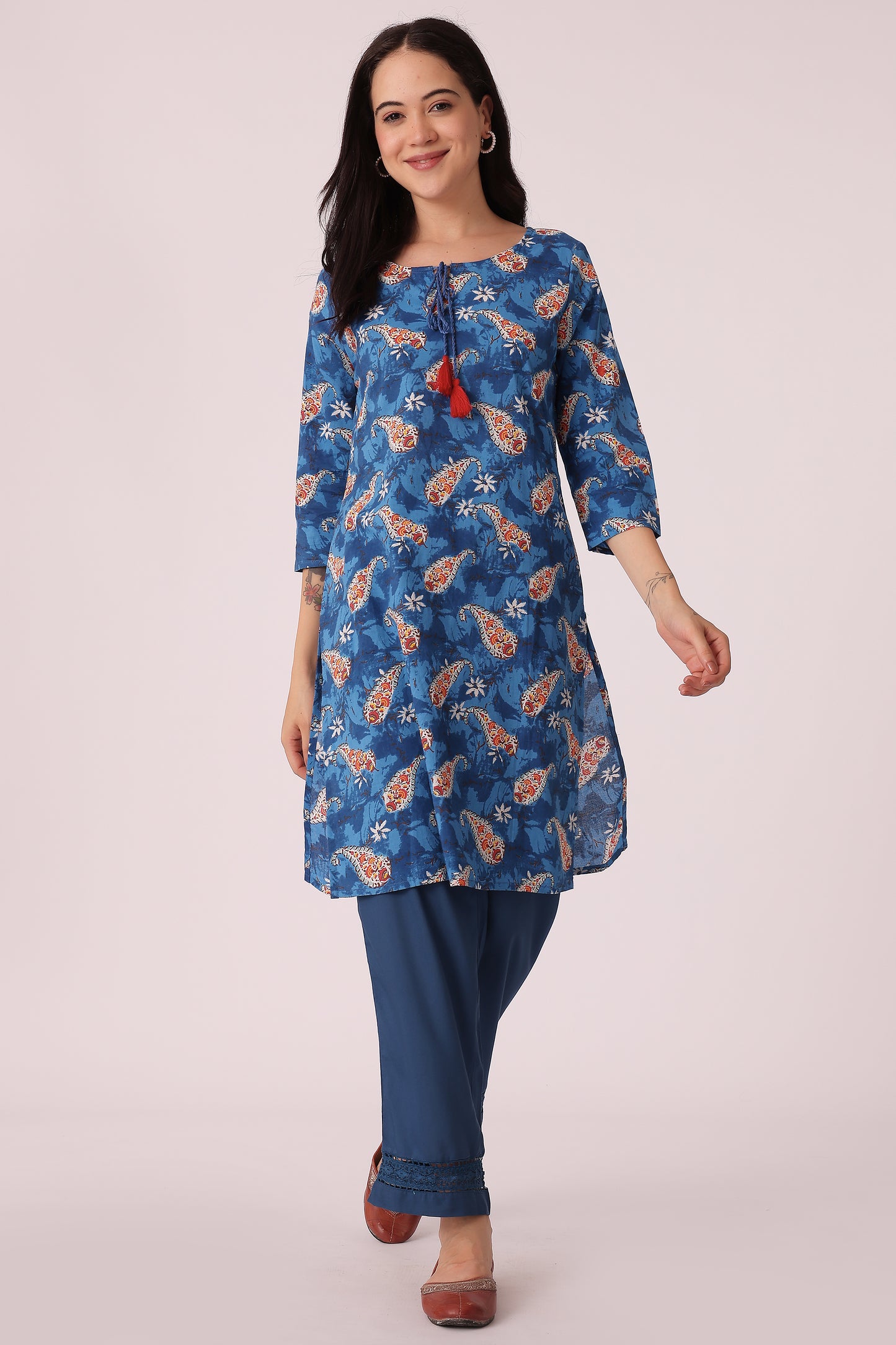 ETHNIC REGULAR FIT FLORAL PRINTS 2PCS SET - extra image 3