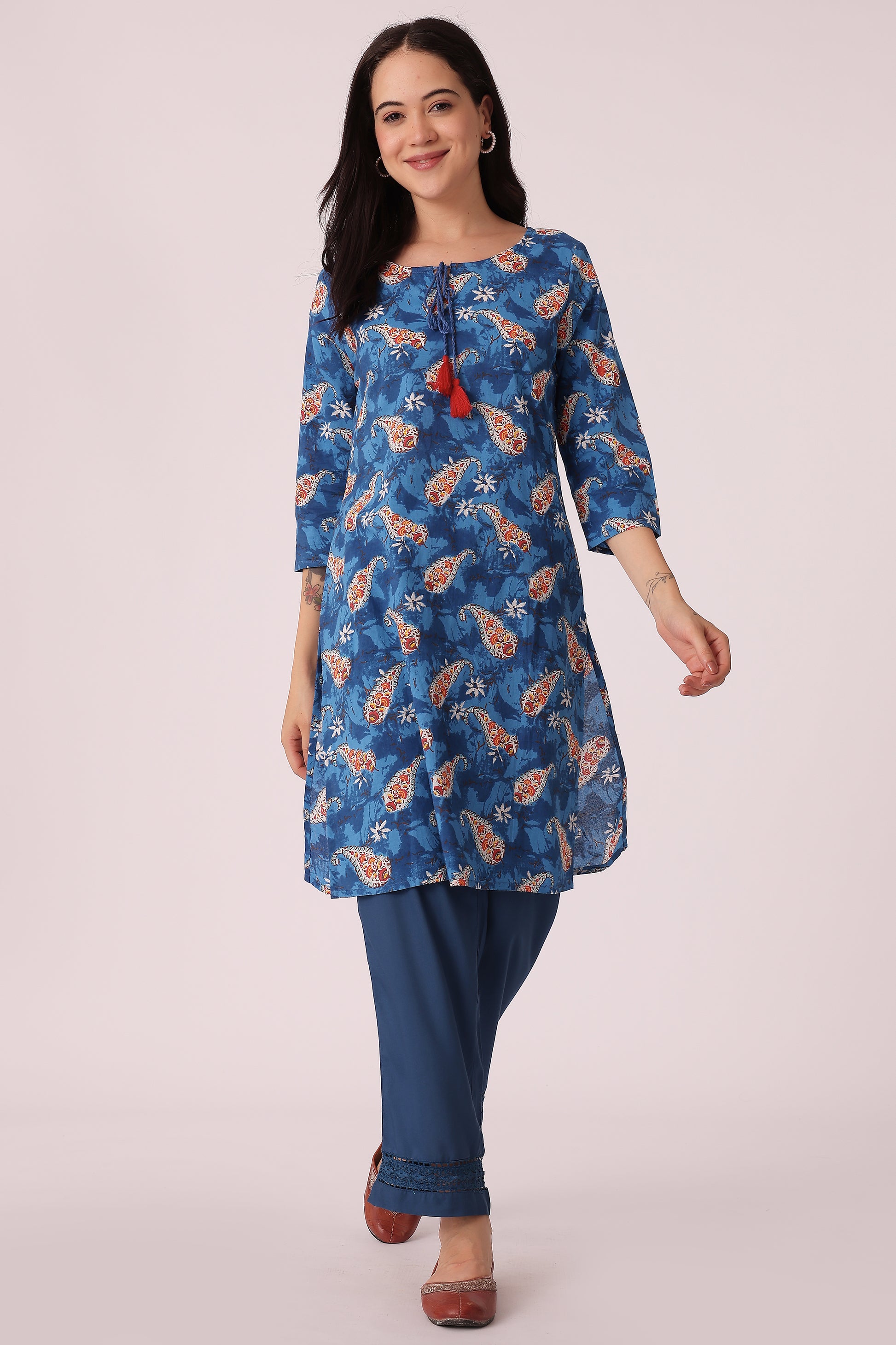 ETHNIC REGULAR FIT FLORAL PRINTS 2PCS SET - extra image 3