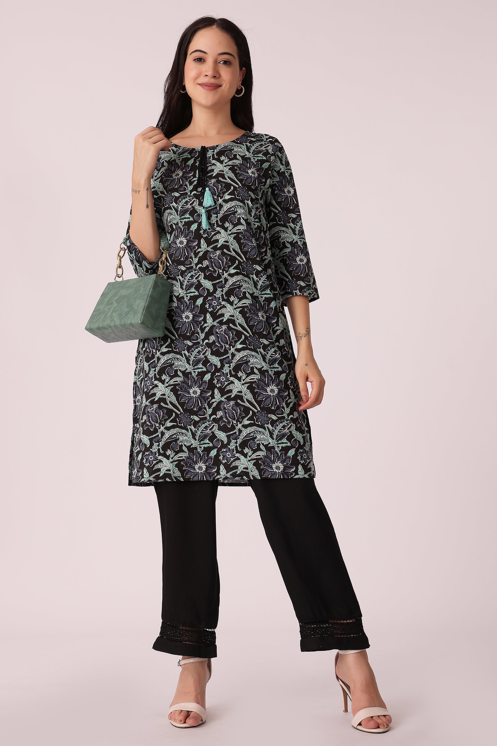 ETHNIC REGULAR FIT FLORAL PRINTS 2PCS SET - extra image 3