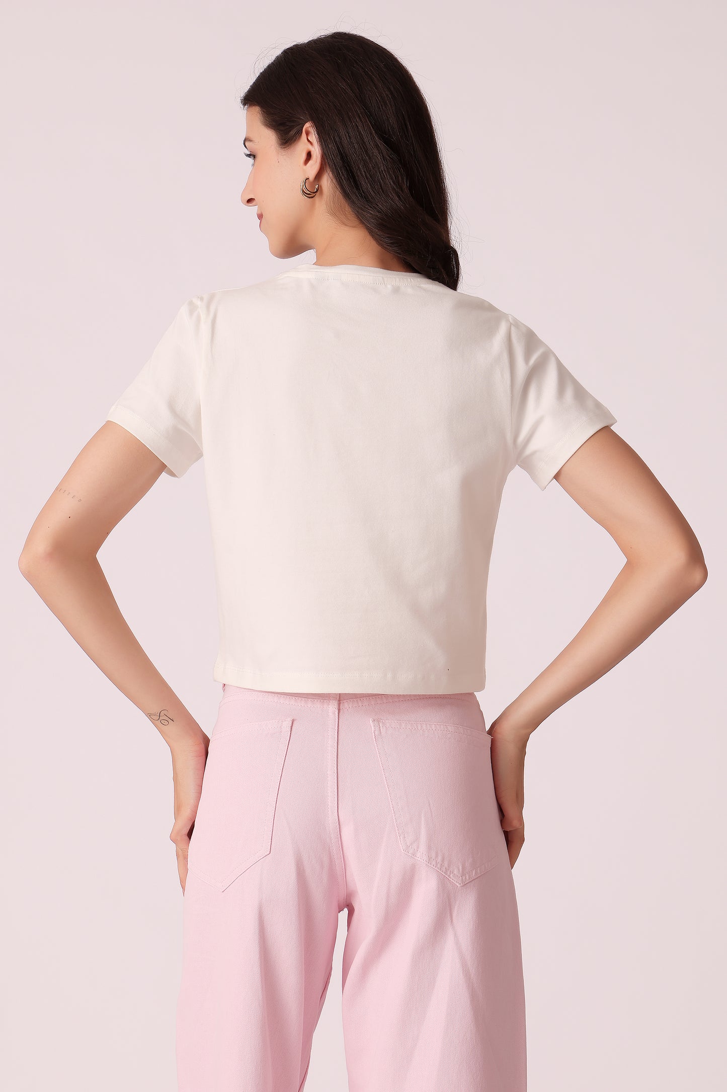 western crop fit casual solid t-shirts - extra image 2