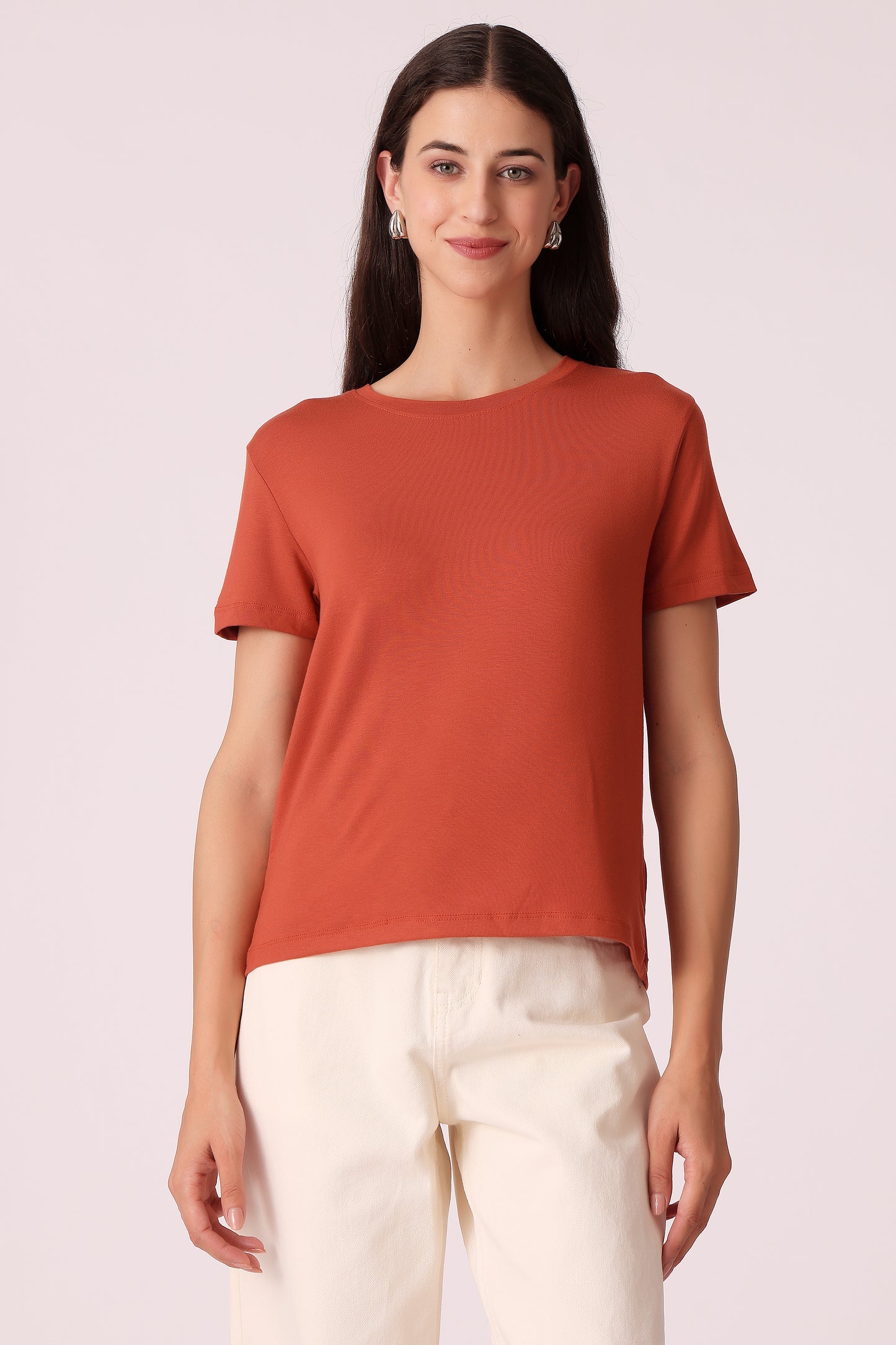 western regular fit casual solid t-shirts - Rust