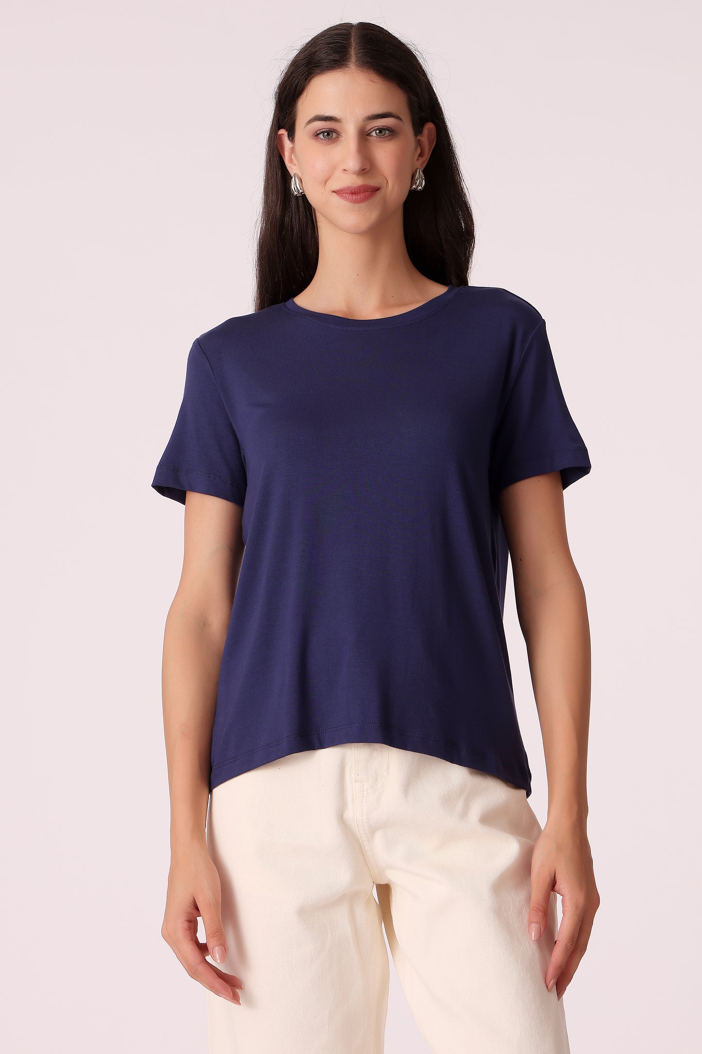 western regular fit casual solid t-shirts - Navy