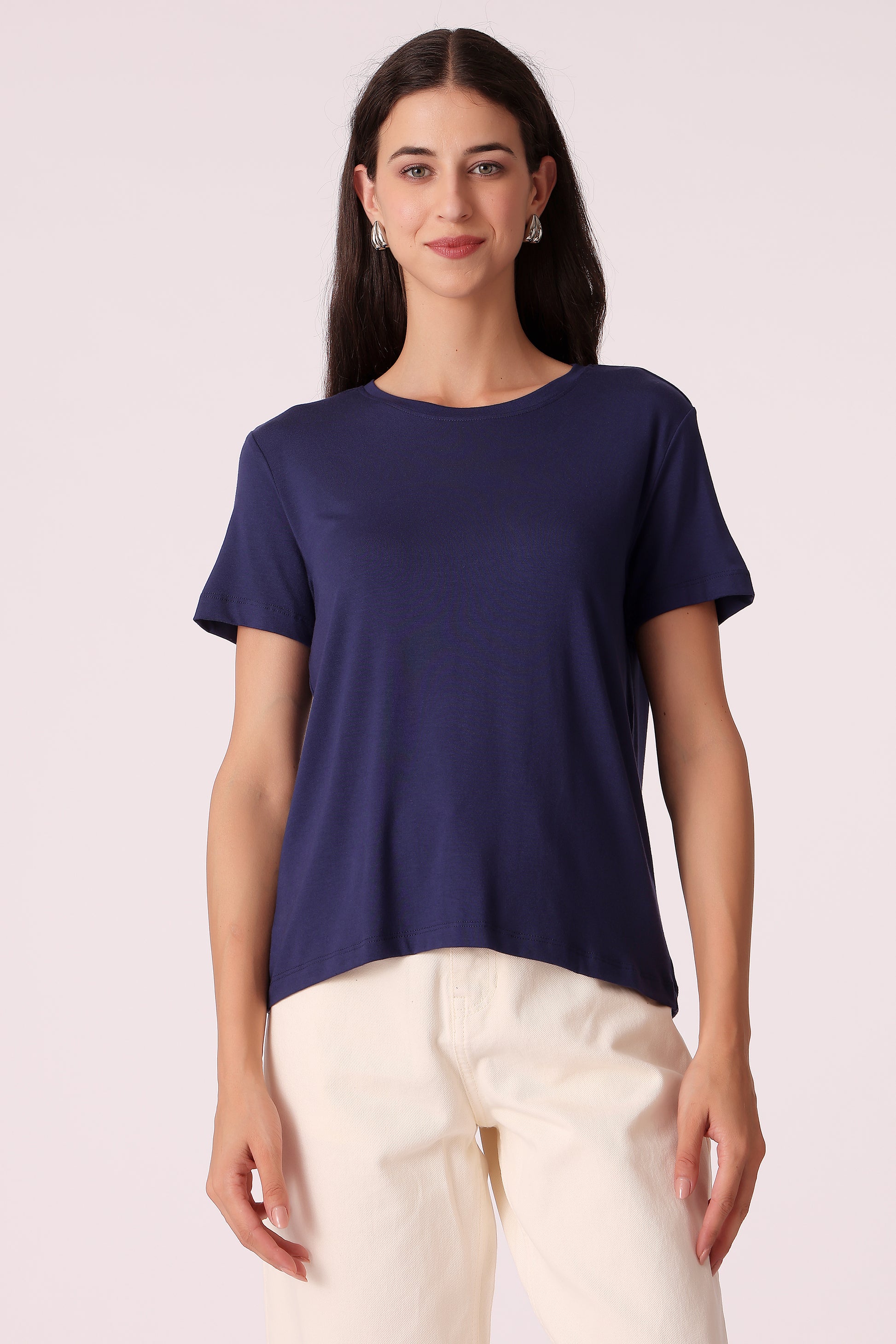 western regular fit casual solid t-shirts - Navy