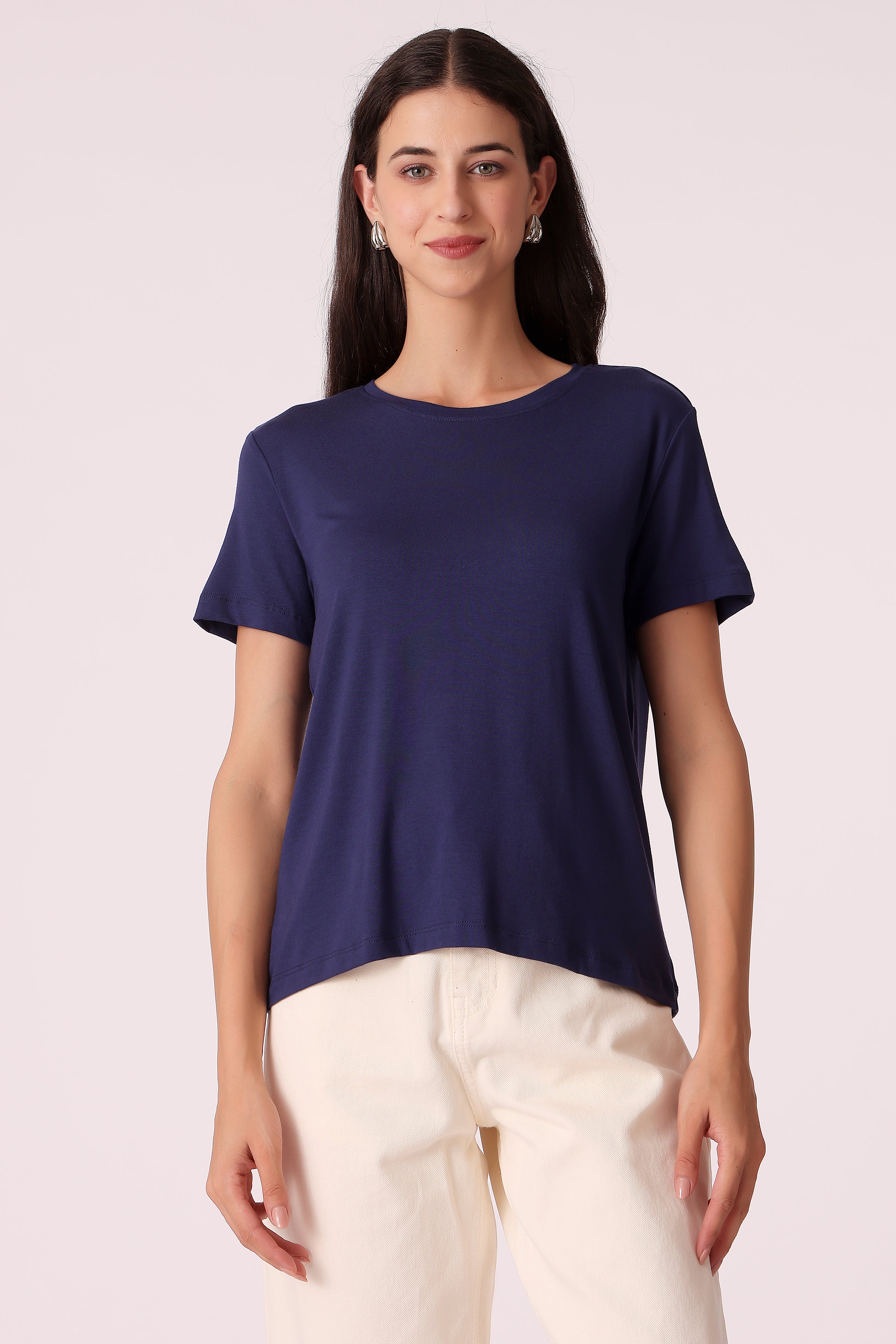 western regular fit casual solid t-shirts - Navy