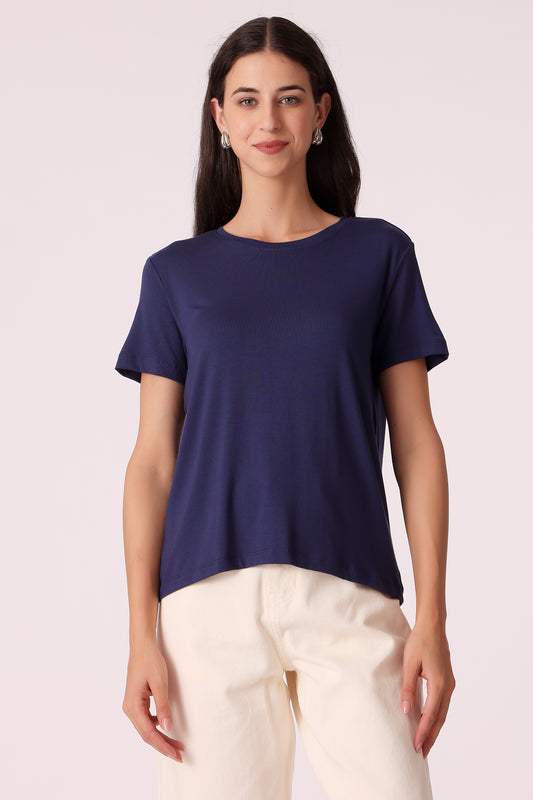 western regular fit casual solid t-shirts - Navy