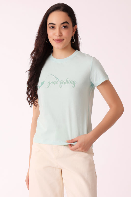 western oversized fit casual print t-shirts - Lt. Blue