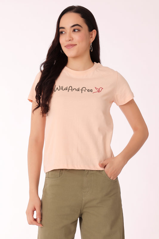 western regular fit casual print t-shirts - Light Peach